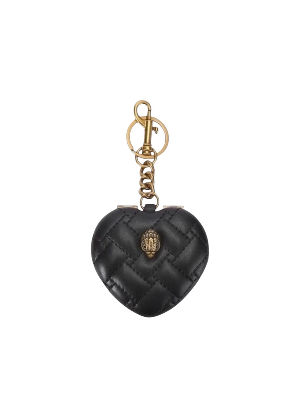 Kurt Geiger Black Quilted Heart Mirror Bag Charm - Picture 1 of 4